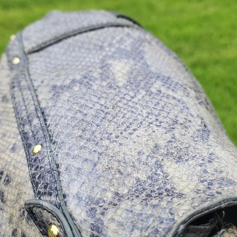 Coach Light Grey/Beige Python Embossed Leather Shoulder Tote Bag - Picture 12 of 15